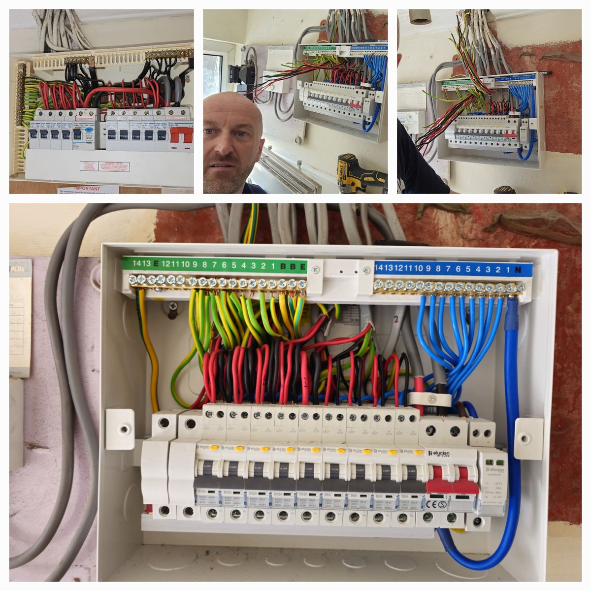 Frankie from Bright Sparks of York using a multifunction test instrument at a consumer unit during an EICR